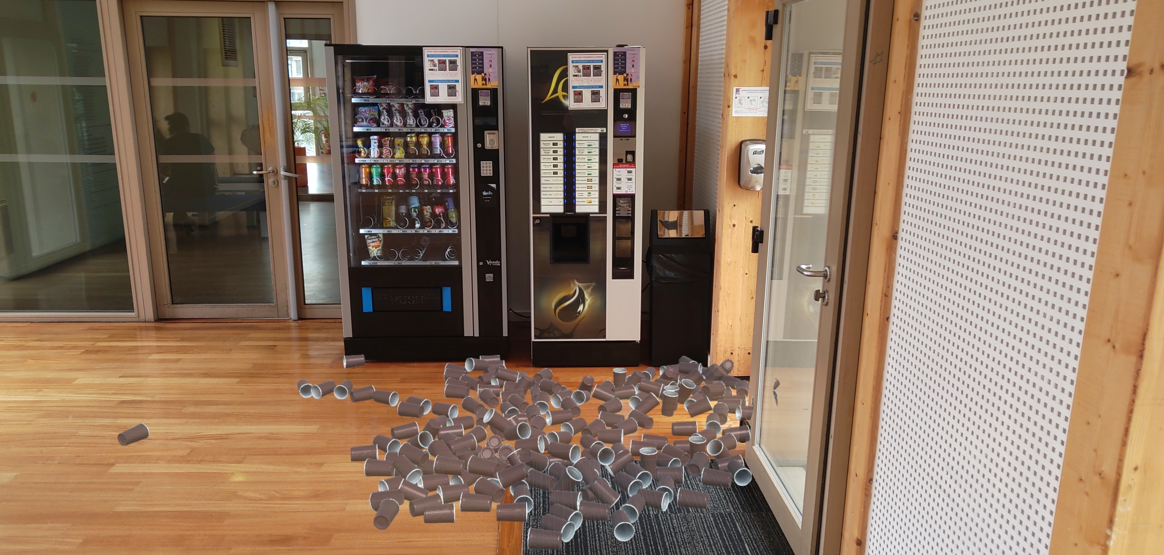 Accumulated single-use plastic cups visualized with Hololens 2